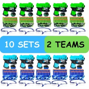 Wishery Accessories for Nerf Party Supplies Set for Kids - Complete Nerf Themed Birthday Party, Foam Dart Battle Accessories for Kids Ages 5+
